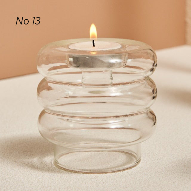 Modern Glass Candleholders - Transparent - view 19