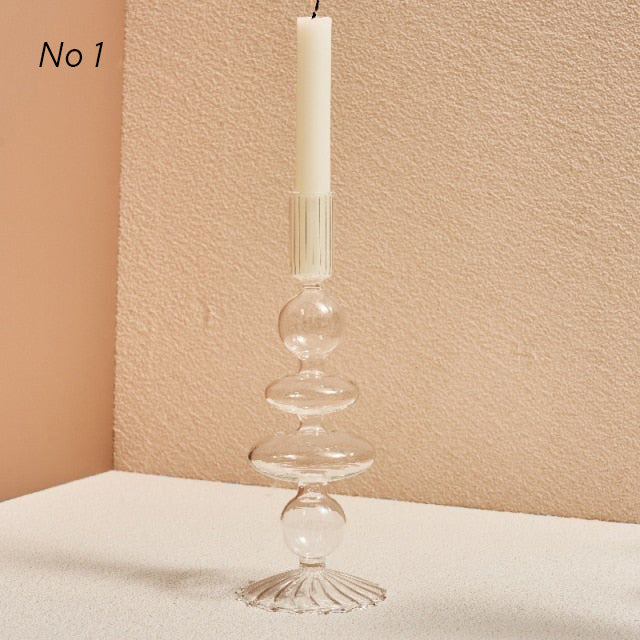 Modern Glass Candleholders - Transparent