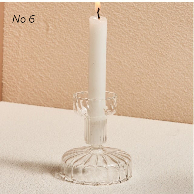 Modern Glass Candleholders - Transparent - view 12