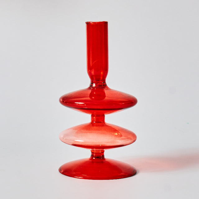 Modern Glass Candleholders - Red