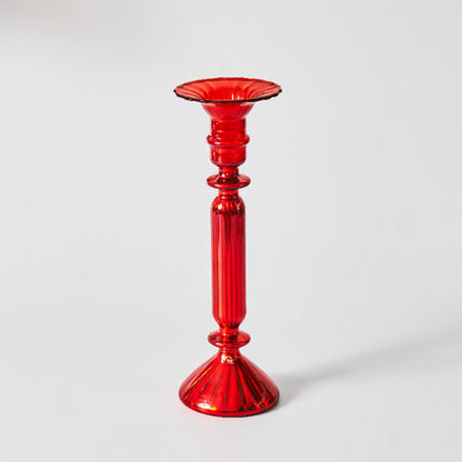 Modern Glass Candleholders - Red