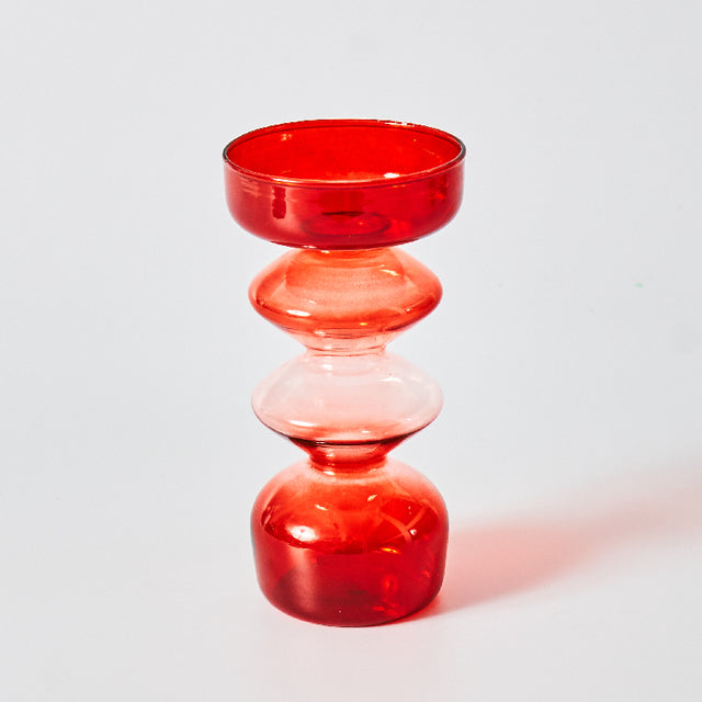 Modern Glass Candleholders - Red