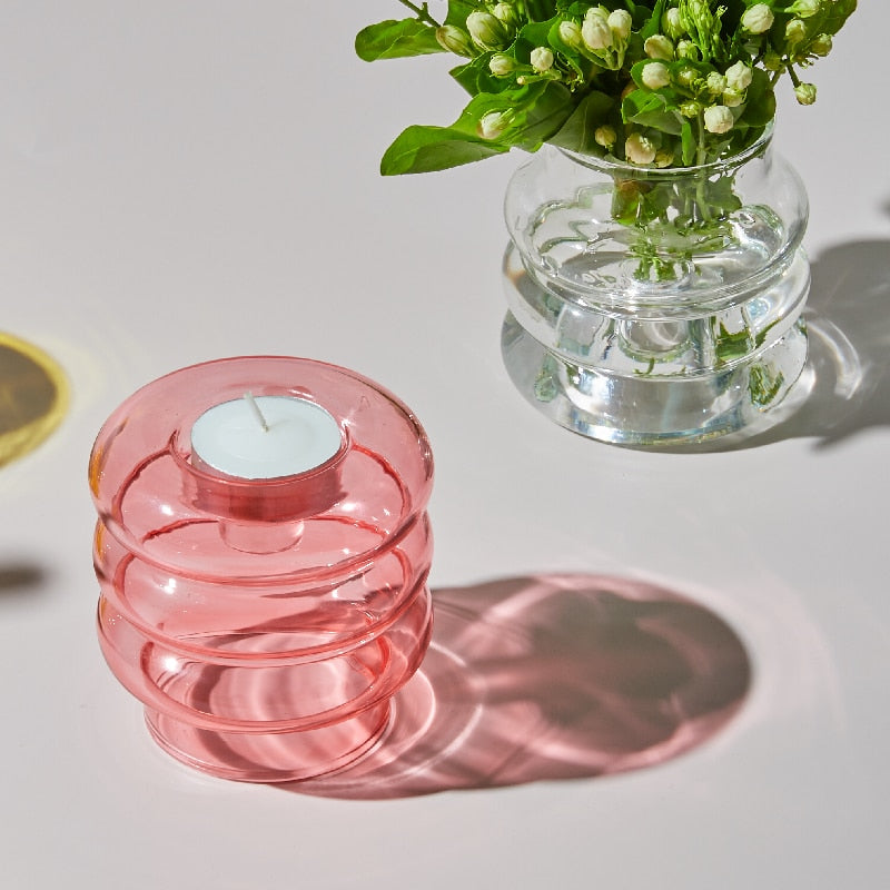 Convex Colourful Glass Candle Holder