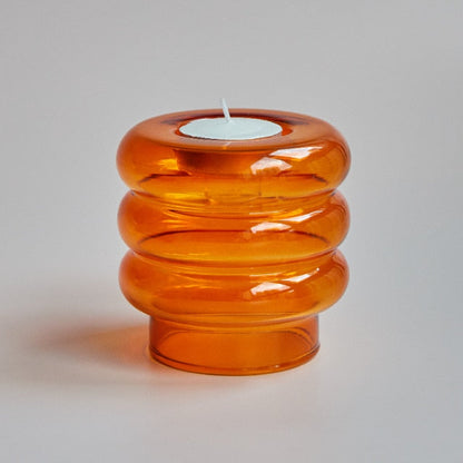 Convex Colourful Glass Candle Holder