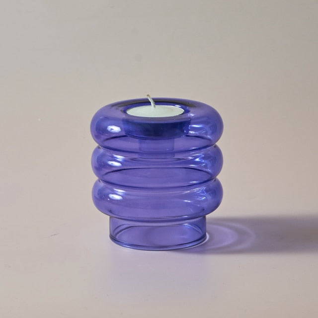 Convex Colourful Glass Candle Holder - view 16