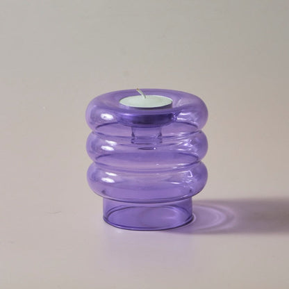 Convex Colourful Glass Candle Holder