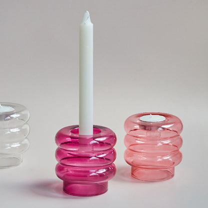 Convex Colourful Glass Candle Holder