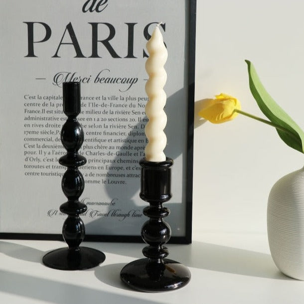 Modern Glass Candleholder - Black - view 2