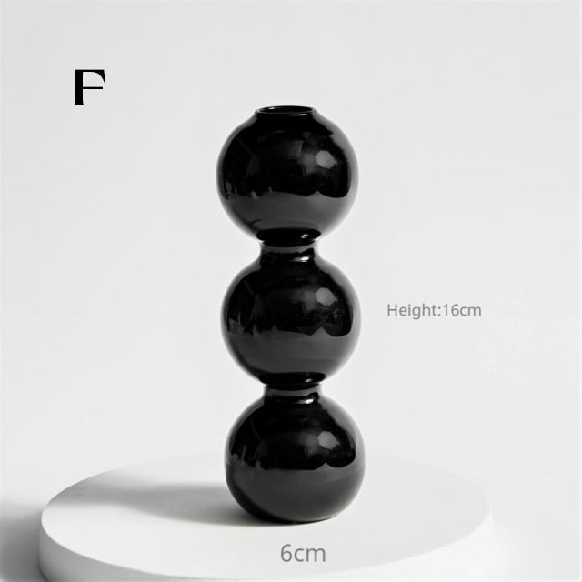 Modern Glass Candleholder - Black