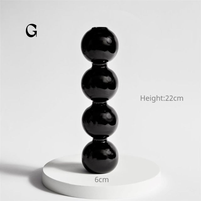 Modern Glass Candleholder - Black