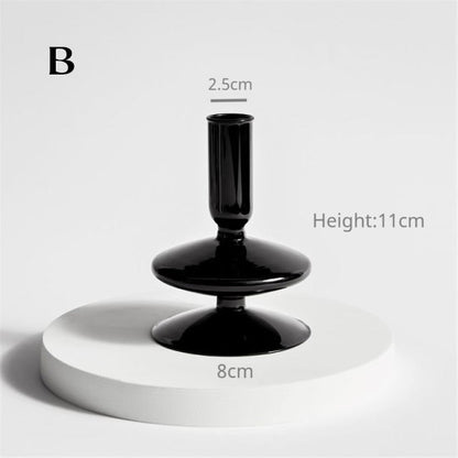 Modern Glass Candleholder - Black