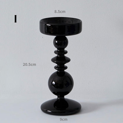 Modern Glass Candleholder - Black