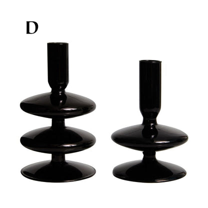 Modern Glass Candleholder - Black