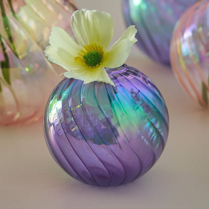 Colourful Glass Globe Vase - Swirl