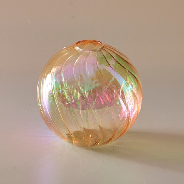 Colourful Glass Globe Vase - Swirl