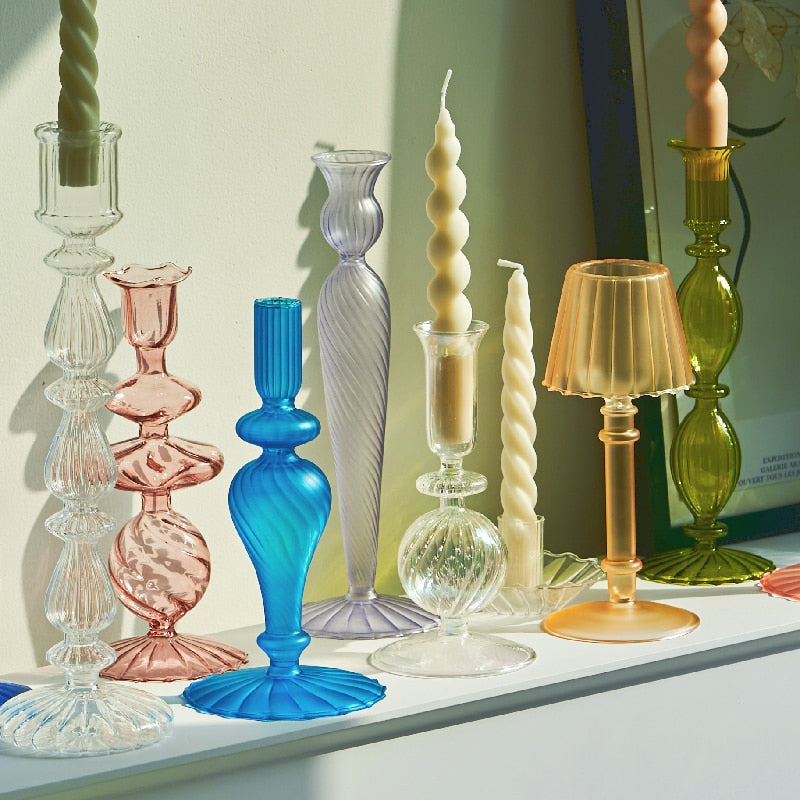 Modern Glass Candleholders - Multi colour