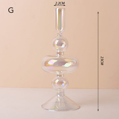 Modern Glass Candleholder - Clear Rainbow