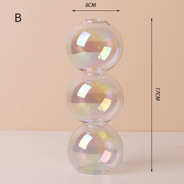 Modern Glass Candleholder - Clear Rainbow