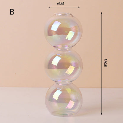 Modern Glass Candleholder - Clear Rainbow