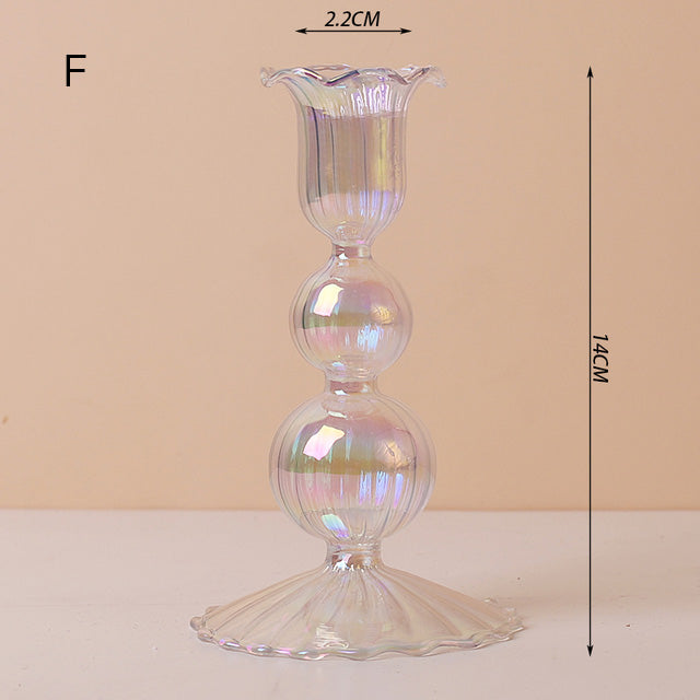 Modern Glass Candleholder - Clear Rainbow