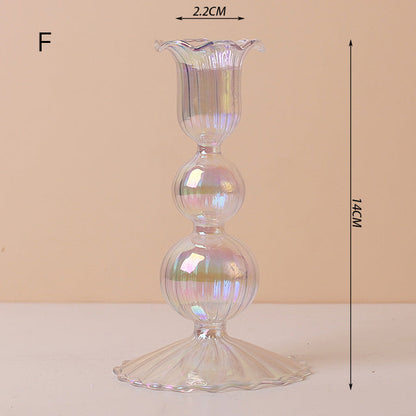 Modern Glass Candleholder - Clear Rainbow