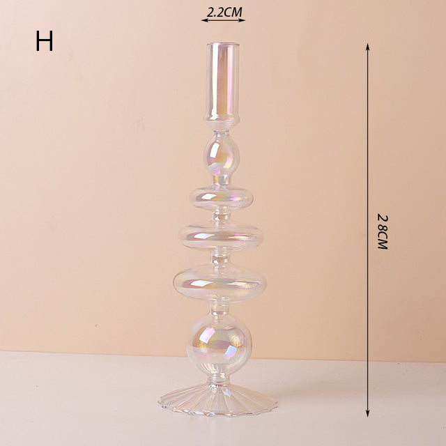 Modern Glass Candleholder - Clear Rainbow