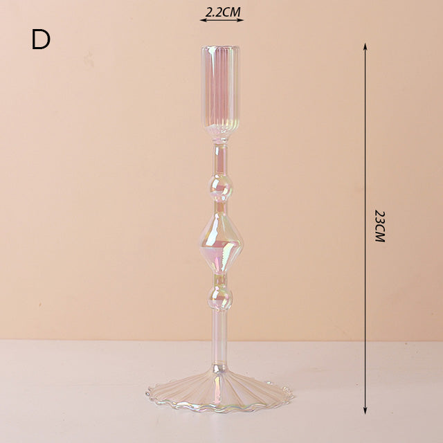 Modern Glass Candleholder - Clear Rainbow