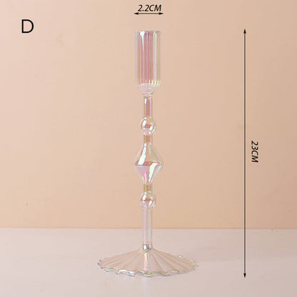 Modern Glass Candleholder - Clear Rainbow