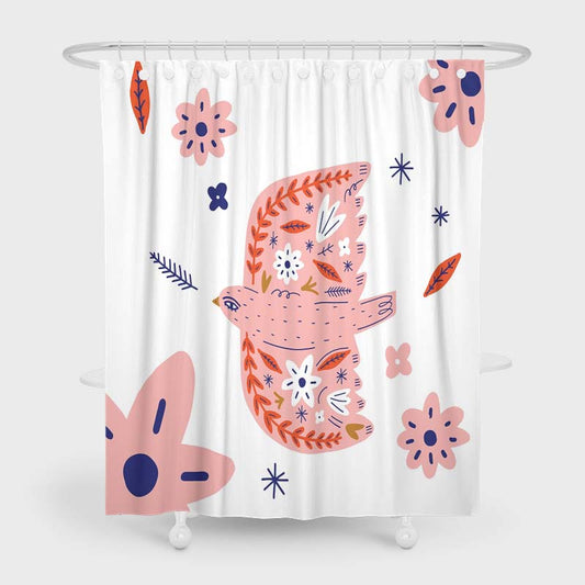 Pink Flying Bird Shower Curtain