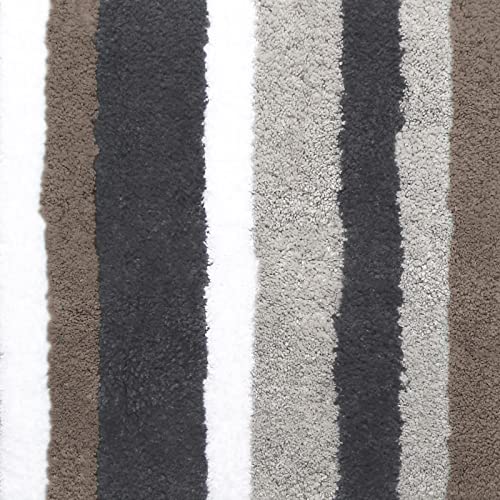 Feblilac Mocha-grey Stripe Bath Mat Rug - view 2