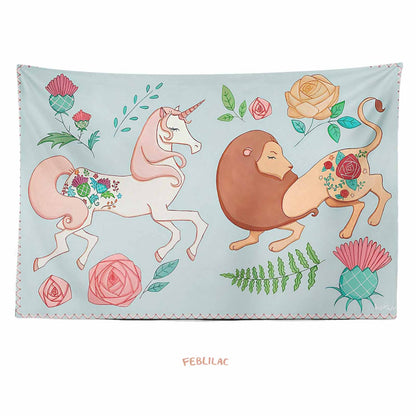 Feblilac The Lion and the Unicorn Tapestry by AmeliaRose Illustrations from UK