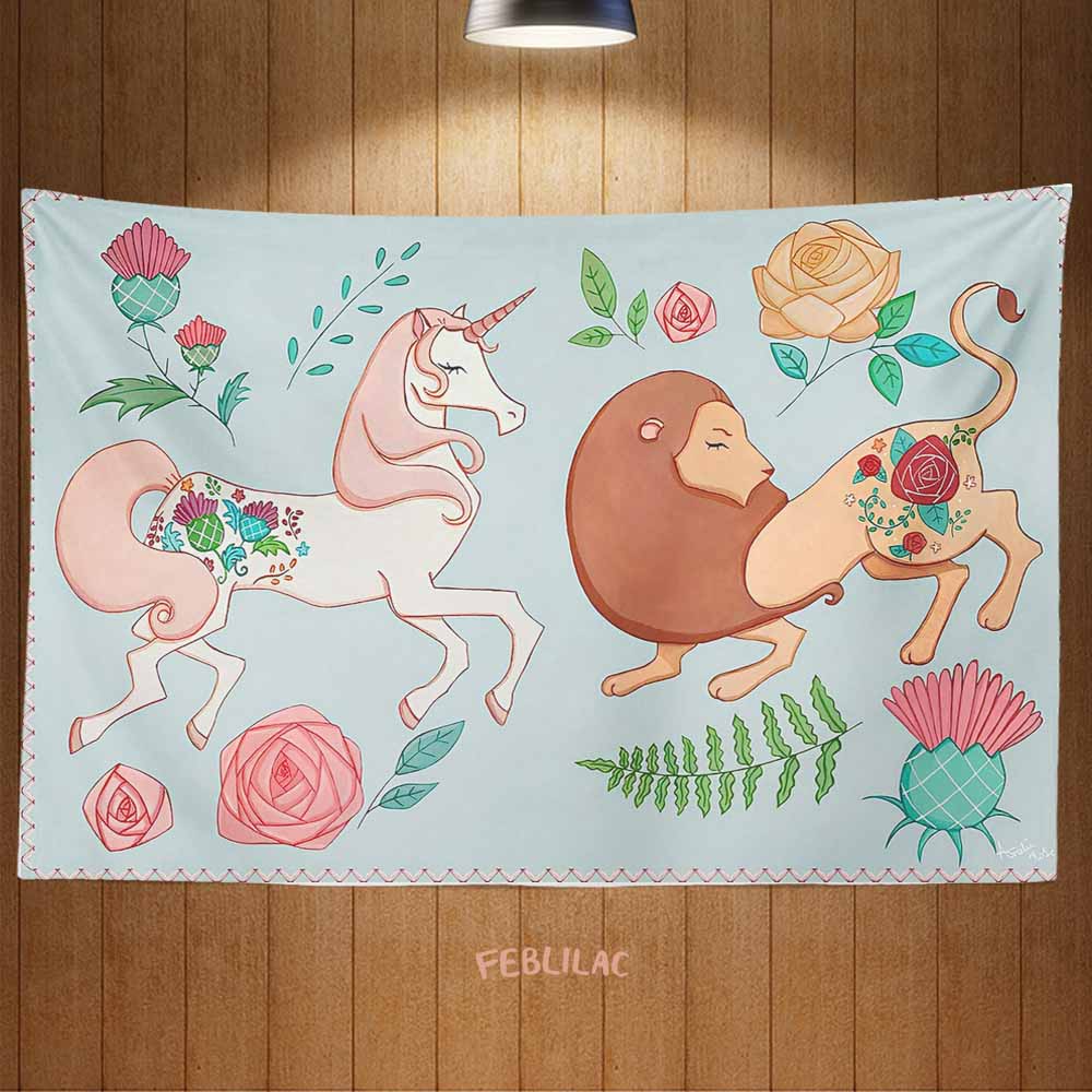 Feblilac The Lion and the Unicorn Tapestry by AmeliaRose Illustrations from UK