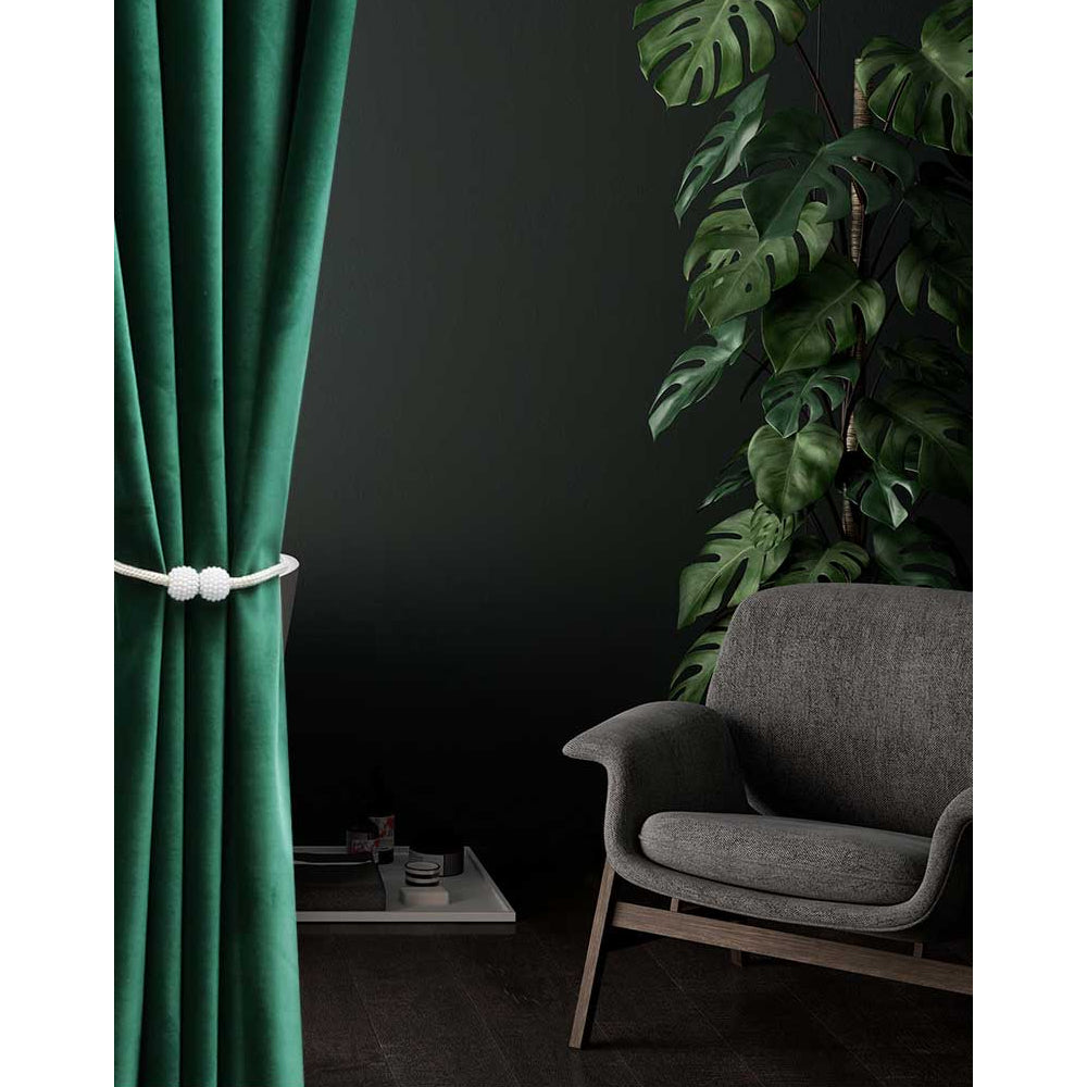 Green Velvet Shower Curtain for Bathroom - Feblilac® Mat